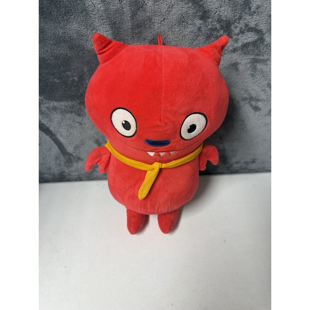 UGLY DOLLS Lucky Bat Plush Stuffed Red 2019 Yellow Cape Fabric Eyes 12"